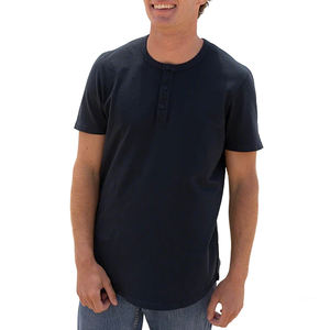 Camisetas de Alta Calidad para Hombre, Manga Corta, Cuello Henley, Dobladillo Curvo, 100% Algodón Jersey, Venta al Por Mayor, Personalizadas, Lisas, Casuales - Product Image 1