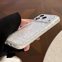 Coque de téléphone en TPU transparente avec étoile blanche pour motif cœur bulle, protection intégrale 360°, coque souple pour