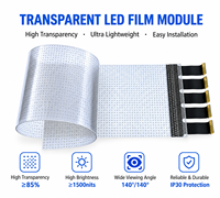 Écran LED transparent flexible P4*4 pour intérieur, haute luminosité, pour publicité sur vitrine