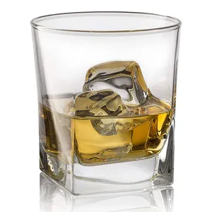 Custom Logo 10oz Engraved Wishky Shot Glass Square Whiskey Glass