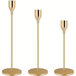 Ventes Flash Usine : Candelabres en Métal Doré Pas Chers, Porte-Bougies Coniques, Centre de Table - Product Image 1