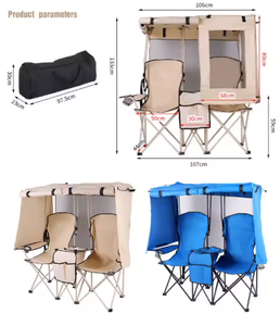 كرسي تخييم قابل للطي سريع الفتح لشخصين بإطار من سبائك الألومنيوم للصيد والتنزه، مقعد كبير الحجم مع حامل أكواب ومسند للذراعين - Product Image 4