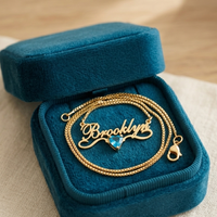 Collier personnalisé plaqué or 18 carats avec pendentif nom et pierre de naissance en forme de cœur, bijou pour femme, cadeau