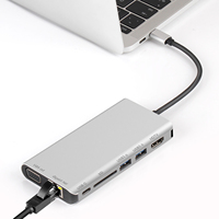 Adaptador multipuerto USB C 7 en 1, Dongle portátil de aluminio espacial con salida HDMI 4K, 3 puertos USB 3,0, lector de tarjetas SD/Micro AN