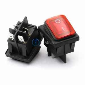Interruptor impermeable <span class=keywords><strong>RL2</strong></span> KCD4 2X1N, 2 velocidades, rojo con luz, 4 pines, fuente de alimentación basculante - Product Image 1
