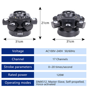 <span class=keywords><strong>Projecteur</strong></span> de scène ODM/OEM 150W à six bras RGBW, laser DMX512 24 canaux, activé par le son, télécommande, pour fêtes, discothèques, KTV, bars, clubs, mariages - Product Image 2