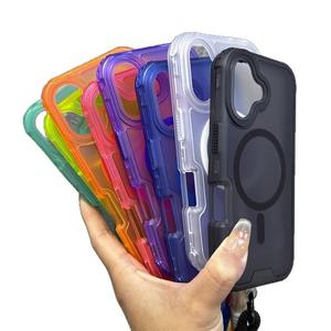 Étui de téléphone hybride 2 en 1 TPU+PC IMD avec design dégradé arc-en-ciel, protection contre les chocs, avec cordon pour 16 Pro Max 14 Plus - Product Image 3