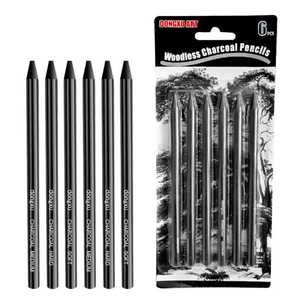 XinyiArt Set Professionale di 6 Matite da Disegno, Matite <span class=keywords><strong>a</strong></span> <span class=keywords><strong>Carboncino</strong></span>, Matite in Grafite Senza Legno per Schizzi - Product Image 1