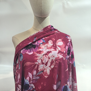 Mới Nhất Thiết Kế Polyester Dày Mềm Koshibo Crepe Voan Vải Với Màu Đỏ Hoa In Cho Váy Cưới - Product Image 1