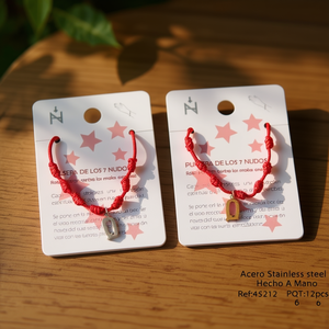 Braccialetto Q in Acciaio Inossidabile con Nodo a Sette Stelle, Fatto a Mano, Amuleto di Protezione - Product Image 2