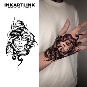 Autocollant de tatouage INKARTLINK pour le corps, autocollant de tatouage en papier, Méduse, dieu grec, imperméable, écologique, longue durée, 15 jours, vente en gros - Product Image 1