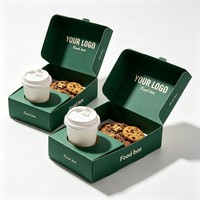 Boîte à biscuits personnalisée de qualité alimentaire avec tasse à café, boîte à gâteaux rectangulaire pliable biodégradable pour emporter des desserts
