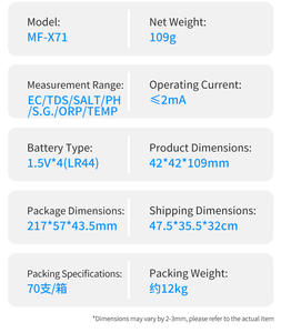 מנתח איכות מים דיגיטלי 7 ב-1 PH TDS EC ORP בודק טמפרטורה של מליחות <span class=keywords><strong>S.G</strong></span> - Product Image 6