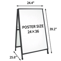 2-pack 24X36" Papan Tanda Trotoar Portabel Berbahan Logam Kuat Model A-Frame, Stand Poster Dua Sisi, Papan Sandwich untuk Iklan