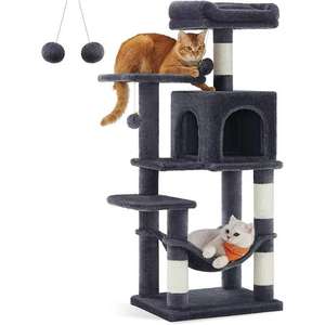 Torre para Gatos <span class=keywords><strong>Feandrea</strong></span> con Hamaca, Árbol para Gatos de Madera de Varios Niveles con 4 Postes para Rascar y 2 Plataformas - Product Image 1