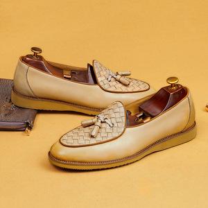 Zapatos de Cuero Genuino Beige con Punta Redonda, Sin Cordones, Suela de Goma Transpirable, para Todas las Temporadas, Estilo Profesional, Envío Directo - Product Image 3