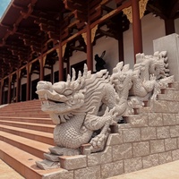 Grande quantité de sculptures en granit de chien Foo traditionnel chinois, en pierre circulaire, pour grille de fenêtre, décoration de cour de temple antique