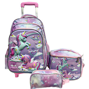 Factory-Direct Ready Stock Elementary School Students Trolley Backpack <strong>Lunch</strong> Bag Pencil Case Three-Piece <strong>Set</strong>; Cute Owl Design - Product Image 5