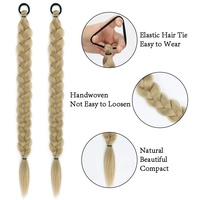 Perruque queue de cheval 24 pouces, tresse en queue de cheval, accessoire capillaire, tresse torsadée, longue tresse, corde à cheveux, tresse boxe, cheveux à double trame machine, tendance