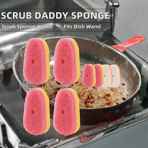 Ricambi Spugna per Dish <span class=keywords><strong>Daddy</strong></span>, 20 Pezzi, Testine di Ricambio per Spazzola Lavapiatti, Testine Spugna Rosa per Pulizia Cucina - Product Image 2
