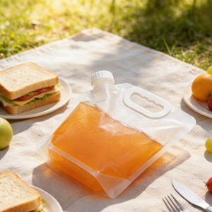 Sac refermable transparent en PE de 5 litres, qualité alimentaire, avec bec verseur, portable et autoportant, pour jus et boissons - Product Image 5
