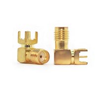Conector SMA-KWE de Ángulo Recto para Montaje en PCB, Conector Hembra SMA de 90 Grados, Adaptadores RF, Conector de Antena de 50 Ohmios, Latón Chapado en Oro