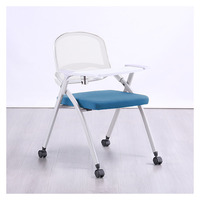Chaise de formation mobile avec tablette d'écriture, chaise de bureau pliable en maille respirante pour centre de formation et de conférence