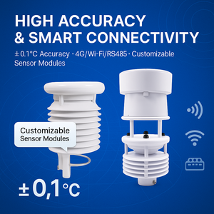 스마트 농업 강우계 풍향 속도 온도 습도 태양복사 센서 태양광 IoT 원격 기상 관측소 - Product Image 3