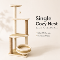 Torre para Gatos Moderna y Ecológica de 47 Pulgadas, Árbol para Gatos de 4 Niveles para Interiores, 2 Condominios, Centro de Actividades de Cartón, Rascador