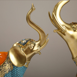 <b>Elephant</b> Figurine Resin Blue Gold Decorative Pair For Living Room Wedding <b>Gift</b> - Product Image 4