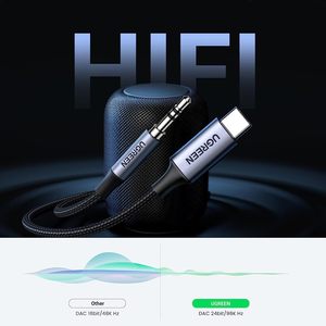 <span class=keywords><strong>Cable</strong></span> UGREEN CM450 USB Tipo C a Conector Auxiliar Macho de 3.5mm para Auto, Adaptador de Audio de 1m, <span class=keywords><strong>Cable</strong></span> Auxiliar Trenzado para Vehículo - Product Image 4