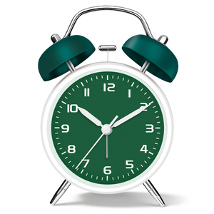 Réveil analogique silencieux à quartz de 4,5 pouces avec double <span class=keywords><strong>cloche</strong></span> pour les gros dormeurs, horloge de table en métal, cadran à contraste élevé, rétroéclairage double - Product Image 1