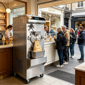 Machine à glace industrielle grande capacité Robot 15L avec réservoir Mehen, congélateur discontinu combiné pour gelato avec pasteurisation - Product Image 1