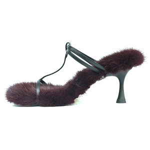 <span class=keywords><strong>Sandali</strong></span> con <span class=keywords><strong>Tacco</strong></span> Alto da Donna Personalizzabili 2026, Ciabatte Flip Flop con Suola in Vera Pelliccia di Visone, Colore <span class=keywords><strong>Bordeaux</strong></span> - Product Image 6