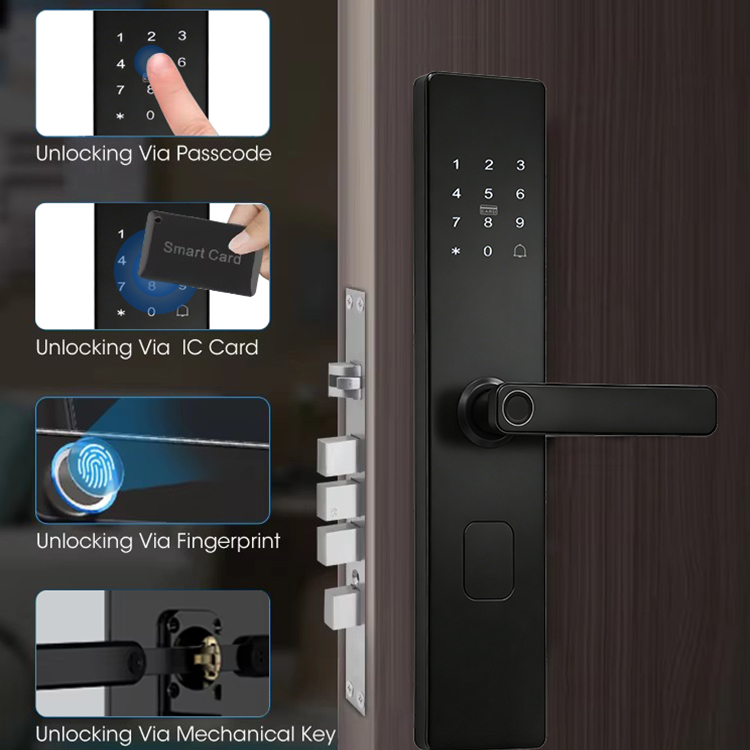 Smart Card Door Lock with Handle Wireless Keyless Entry for Wood Front Door Tuya App Control Grade C Security · image 6