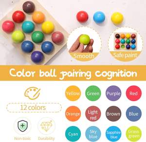 Bolas de clasificación de colores de madera personalizadas, tablero de clavijas de juego, juguetes a juego de colores arcoíris, 6 uds., bolas de actividades - Product Image 5