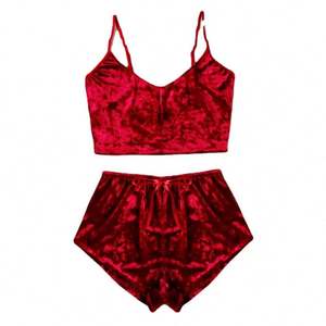 I-0650 Lingerie sexy pour le commerce international, très demandée, ensemble deux pièces multicolore, col en V, coupe ajustée, style pyjama - Product Image 6