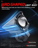 Feux de brouillard LED pour moto, mode stroboscopique bicolore, montage suspendu