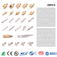 28 buah tembaga alat pembakar kayu Tips Set profesional Alat Pyrography Kit pembakaran kayu Kit nosel Kit portabel