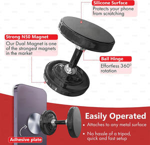 Gym N50 Dual Magnetic Phone Mount Holder se fixe magnétiquement à la surface métallique pour filmer des vidéos mains libres tout en travaillant fort - Product Image 4