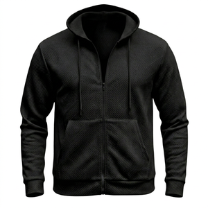 Fashion Men's Textured Full <b>Zip</b> Hoodie Comfortable <b>Hooded</b> Sweatshirt for Sports Travel and Casual Activities - Product Image 1