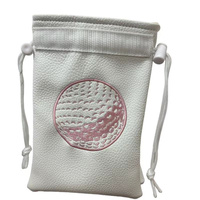 Pochette de golf en cuir PU avec broderie de logo personnalisé, pour objets de valeur et balles, accessoires de golf personnalisés en usine