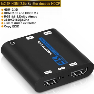 4K 60HZ 1x2 <span class=keywords><strong>HDMI</strong></span> 2.0 <span class=keywords><strong>Splitter</strong></span> 1 in 2 out 4k @ 60Hz 2 ports <span class=keywords><strong>HDMI</strong></span> <span class=keywords><strong>Splitter</strong></span> HDCP 2.2 HDR Avec <span class=keywords><strong>jack</strong></span> 3.5mm extracteur audio pour PS4 PS5 - Product Image 2
