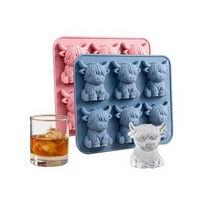 Moule à glaçons en silicone en forme de vache des Highlands, réutilisable, mini-bac à glaçons en forme de yak, qualité alimentaire sans BPA, pour whisky et bar