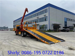Dongfeng รถบรรทุกพ่วงรถเครน5ton, รถบรรทุกพ่วงถาดเอียงพื้นเรียบ8-10ตัน - Product Image 3