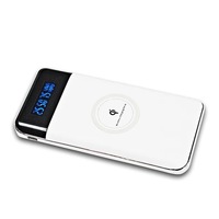 Pengisi Daya Nirkabel 10000mAh Pengisi Daya Portabel Ponsel Powerbank Senter LED Kanan untuk iPhone Xiaomi Android USB Ponsel