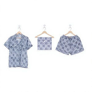 Floral Design Summer Short Sleeve Non Woven Pajama Set Printed 100% Cotton Soft Breathable Quick Dry Luxury Sleepwear Daily Wear - Product Image 1