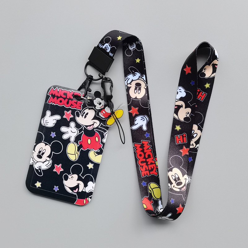 Campus Plastic Lovely Cartoon Mickey Card Case Cover Promotional Gift Anti-Lost Phone Neck Lanyards Card Holder Accessories Image 5