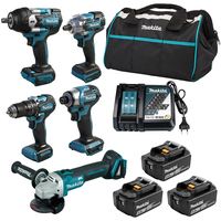 Prix d'usine MAKITA Kits d'outils électriques 9-en-1 avec perceuse-visseuse, meuleuse, tournevis, sacs de transport, batteries 5.0Ah et chargeur 18V