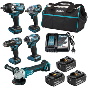 <span class=keywords><strong>Precio</strong></span> de fábrica: Juego de herramientas eléctricas <span class=keywords><strong>MAKITA</strong></span> 9 en 1 con taladro, amoladora, destornillador y bolsas de transporte, incluye baterías de 5.0 Ah y cargador de 18 V - Product Image 2
